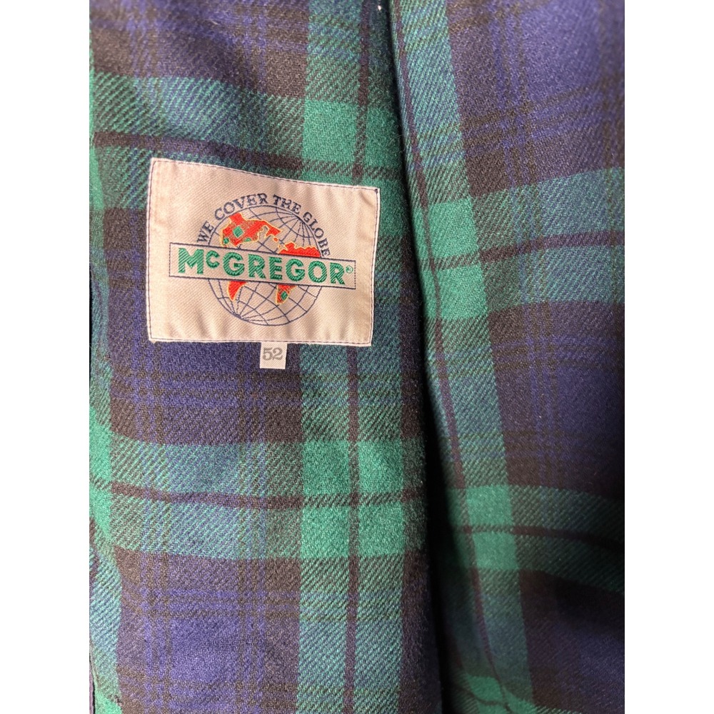 McGregor Mens Navy Blue Wool Blend Double Breasted Pea Coat Plaid Lining Size 52 - Picture 4 of 9